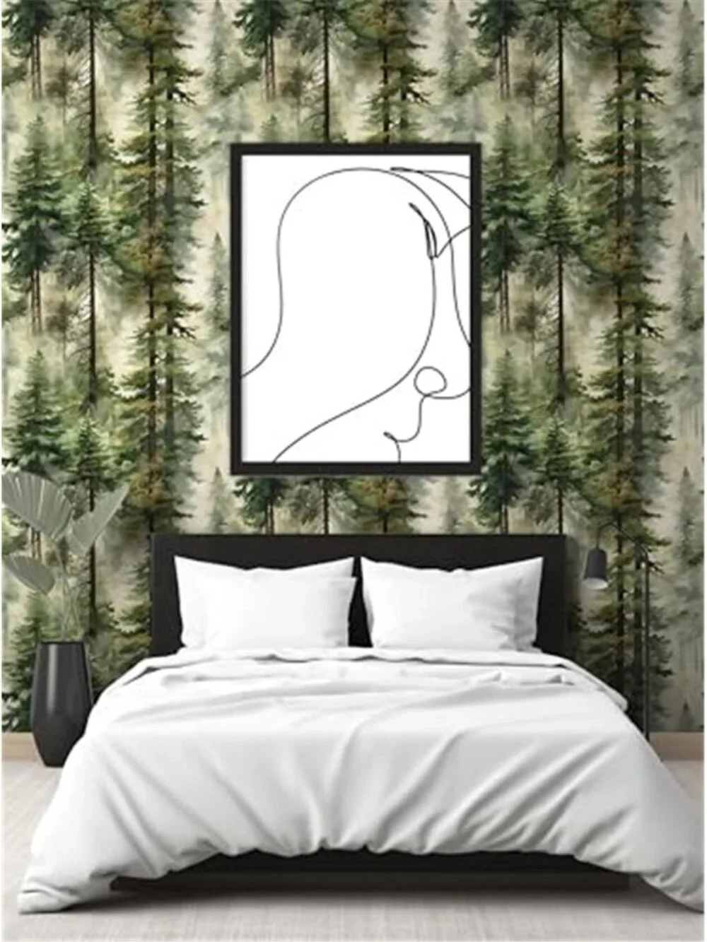 Misty Forest Peel Stick Wallpaper Green Self Adhesive Wall Mural Contact Paper